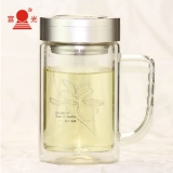 富光  双层玻璃水杯 520ml