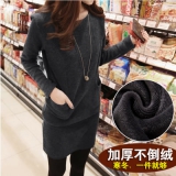 女士长袖加绒加厚连衣裙