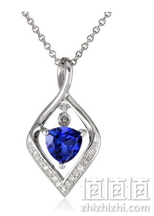 Sterling Silver Diamond 镶嵌绿宝石纯银项链