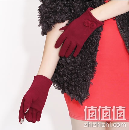 恋心雪 女式秋冬季羊毛可触屏手套