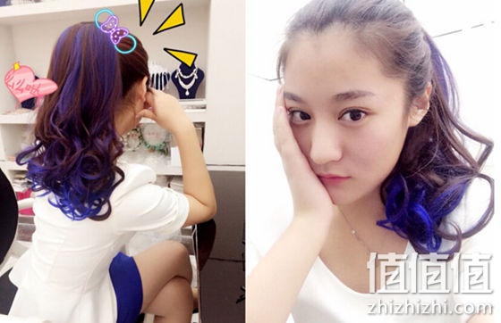 金凯丽绑式挑染大波浪双色马尾假发 