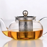 耐热玻璃不锈钢过滤茶壶 600ml