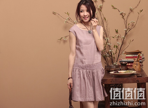 亚麻文艺简约连衣裙