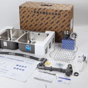 OULIN 欧琳 OLWG83460 食品级304不锈钢830mm大双槽套餐 999元 （券 后889元 包邮 ）