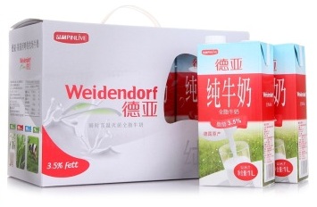 Weidendorf德亚 全脂牛奶礼盒装1L*6 69元 买一赠一 折合5.75元 /升