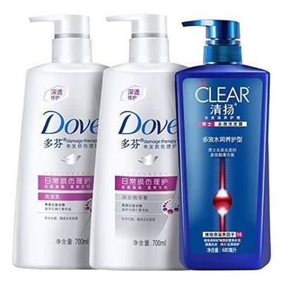 Dove 多芬 日常损伤理护系列(洗发乳700ml+精华素700ml)+清扬男士去屑洗发露多效水润养护型680ml 93元 （Z秒杀）