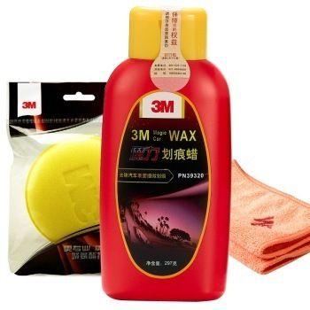 3M汽车蜡 车漆保养划痕蜡套装（划痕蜡 打蜡海绵 毛巾） 39元