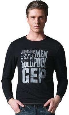 67元  Goldpool 高尔普 男式 时尚休闲长袖T恤 86005698008 黑色 185