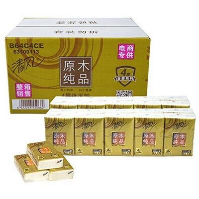 清风 原木纯品金装手帕纸 4层8张*60包 整箱装 29元