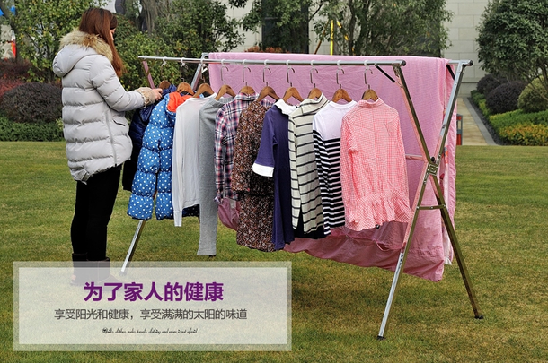49元  乐妮 不锈钢折叠落地简易晾衣架 经典款1.5米