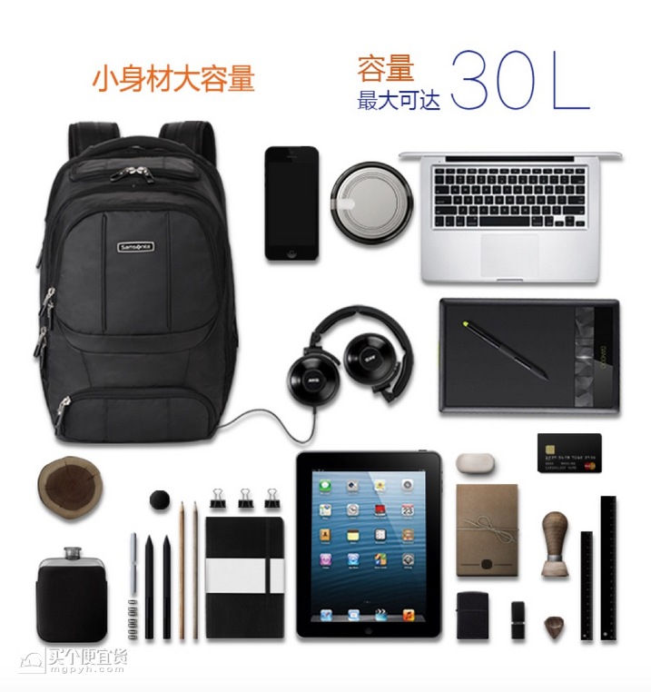 Samsonite新秀丽 WHARTON经典超大容量电脑双肩背包 ¥299 (¥399 需铜牌)