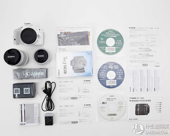 Canon 佳能 EOS Kiss X7（100D）白色版 18-55 mm STM/40mm STM 双镜头套装3499元 包邮 ，赠白色恋人