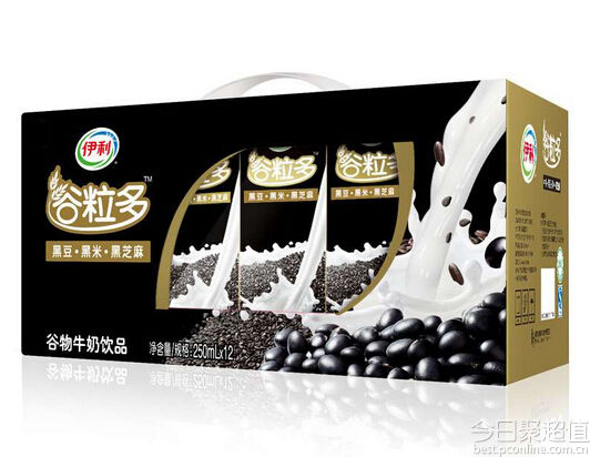 伊利 谷粒多 黑谷牛奶12*250ml 21元 ，历史低价