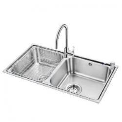 899元   OULIN 欧琳 OLWG83460 食品级304不锈钢830mm大双槽套餐 899元  （999-100 ）