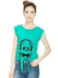 堡狮龙 女士熊猫印花无袖纯棉T恤 天猫价格