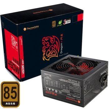手机端：Tt（Thermaltake）额定450W 斗龙DPS-450 P 电源（主动PFC/宽幅设计/12cm智能温控风扇） 199元