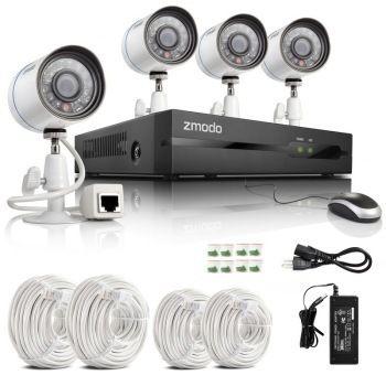 智美达（Zmodo） CP-KE1T04-S 720p百万高清4路监控套装 成套监控系统 手机远程 红外夜视 不带硬盘 992.70元 (九折后)
