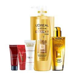 105元   L'OREAL PARIS 巴黎欧莱雅 精油润养3件套（精油润养系列洗发水700ml +奇焕润发精油100ml+复颜三件套） 105元  （205-100 ）