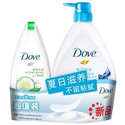 28.8元  Dove 多芬夏日滢润沐浴乳720ml+多芬清透水润沐浴乳190ml