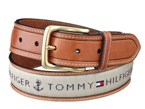 TOMMY HILFIGER Ribbon Inlay 男款真皮腰带 $13.25 （需用码）