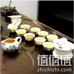 七彩精美玉瓷功夫茶具礼盒套装