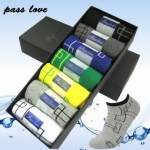 pass love 男士条纹七彩星期袜