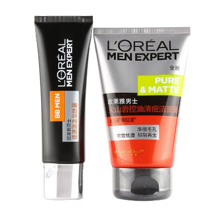 L&#8217;OREAL PARIS 巴黎欧莱雅 男士 极速激活型肤露50ml+火山岩控油清痘洁面膏100ml 119元 （券 后99元 包邮 ）