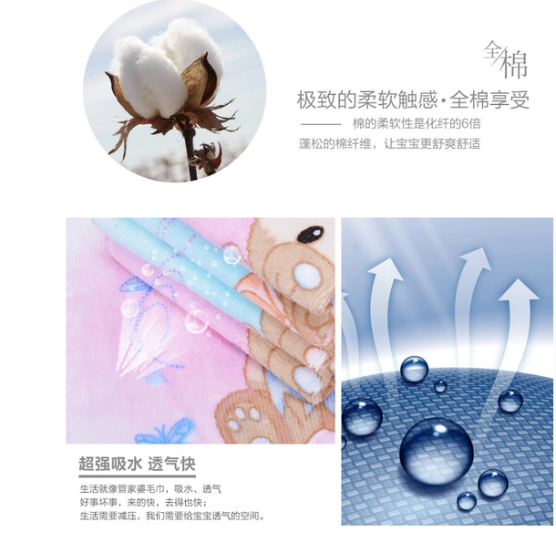 9.9元   HOUSEWIFE/管家婆 100% 纯棉 可爱卡通小熊儿童小毛巾23*23cm 4条装 9.9元  包邮