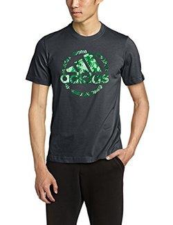 126元  adidas 阿迪达斯 男式 SUMMER ATTACK G SS TEE LOGO MEN May 短袖T恤 891326 深褐灰/半闪光绿 S15 185/104