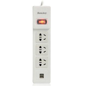 Huntkey 航嘉 SSH404 3位2米总开 防过载+USB插座/排插/拖线板 39.9元