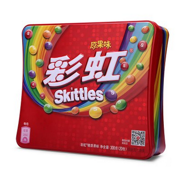 Skittles 彩虹 彩虹糖 原果味300G铁罐装 19.9元