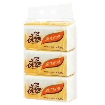 心相印抽纸 优选原生自然系列2层200抽面巾纸*3包 DT21200 6.18元