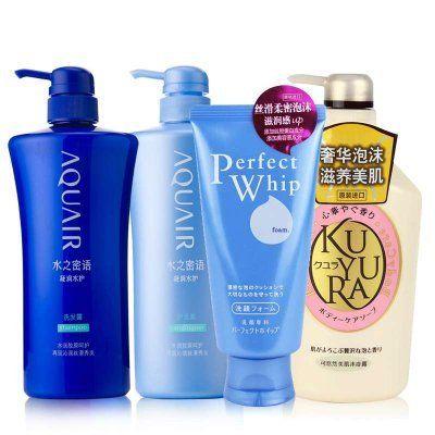 水之密 语洗护洁面沐浴4件套(洗发露600ml+护发素600ml+沐浴露550ml+洁面120g) 140元 包邮 （240-100 ）