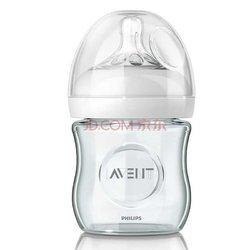 飞利浦 新安怡 宽口径自然原生玻璃奶瓶4oz/120ml SCF671/17 78元