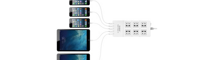 ORICO奥睿科 HPC-6 A5U 6孔5USB 1.5米排插 叠券 84元 新低包邮