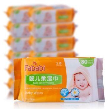范儿萌Fababi婴儿柔湿巾（无香型）80片12包整箱装 99元