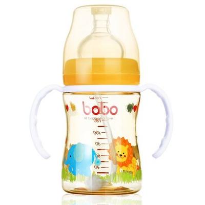 bobo 乐儿宝 PPSU自动宽口奶瓶160ml 变流量 带手柄吸管 橙色 BP631-O/BP631B-O随机 99元 （可满 199 -100 ）