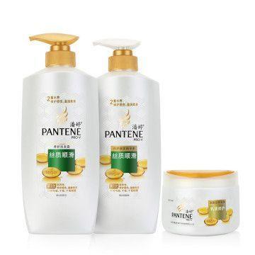 潘婷 丝质顺滑套装（洗发露750ml+精华素750ml+发膜270ml） 99元