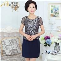 爱莱嘉 ZJ0113 中老年女 蕾丝连衣裙 显瘦气质 39.9元 包邮  原价109 元