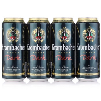 德国进口 Krombacher 科隆巴赫 黑啤酒 500ml*4听 29.9元 （可满 199 -40 ）