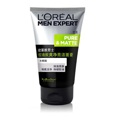 欧莱雅 男士控油炭爽净亮洁面膏