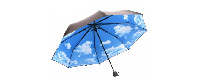 头顶乌云密布 伞内另有晴空 三折黑胶晴雨伞 29.9