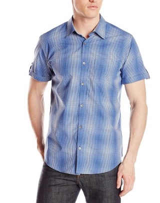 格子花呢!Calvin Klein Plaid 男士休闲短袖衬衫 $17.96 (到手约¥160 )