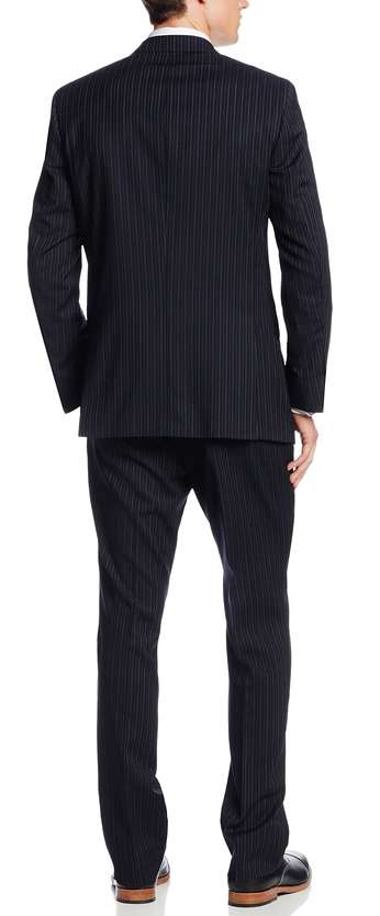 折合1063.25元  限码 Ben Sherman宾舍曼Blue Pinstripe纯羊毛男士西服套装