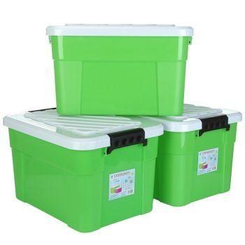 艾莱雅（ailaiya）塑料加固收纳百纳储物整理箱（大号）45L 超值3个装 绿色 Z1252 99元
