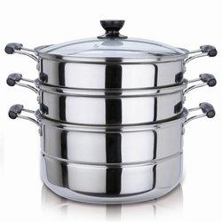59.90元  maxcook 美厨不锈钢复底三层蒸锅26cm MZB-26