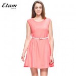 10点开始：Etam 艾格 夏季纯色褶裥修身连衣裙