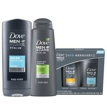 多芬(Dove)男士 洗护套组(净透清爽洗发露400ml+舒适净爽沐浴露400ml+旅行装) 59元