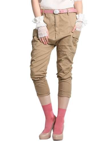 46.00元  ochirly 欧时力 女式 个性休闲纯棉吊裆哈伦裤 11110604008702 S 杏色