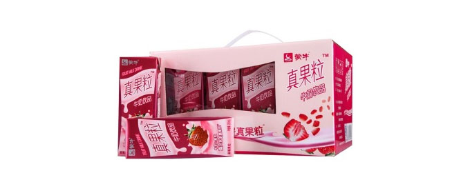 &nbsp;HOT!&nbsp; 蒙牛 真果粒牛奶 草莓果粒250ml*12 整箱装 48元 两箱